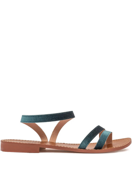  Sommet Velvet Ankle-strap Sandals - Blue 
