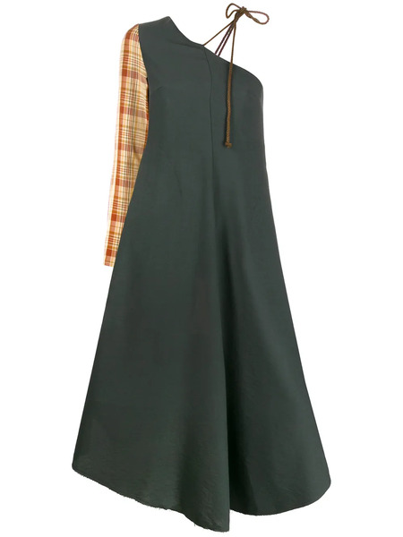 Song For The Mute One Shoulder Dress - Green 