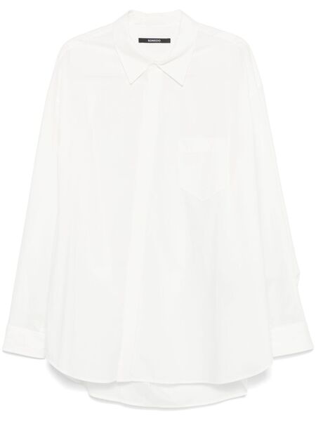  Songzio Asymmetric Draped Shirt - White 