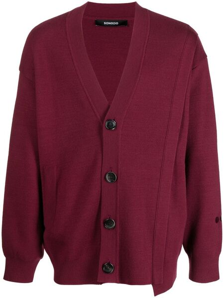  Songzio Asymmetric V-neck Cardigan - Red 