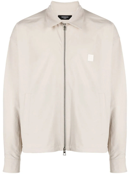  Songzio Logo-patch Zip-up Shirt Jacket - Brown 