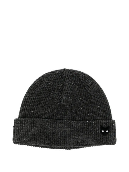  Songzio Panther-embroidered Beanie - Grey 