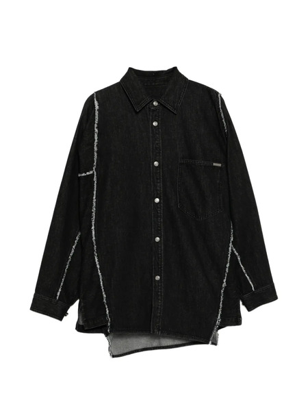  Songzio Polyptych-embroidered Frayed Shirt - Black 