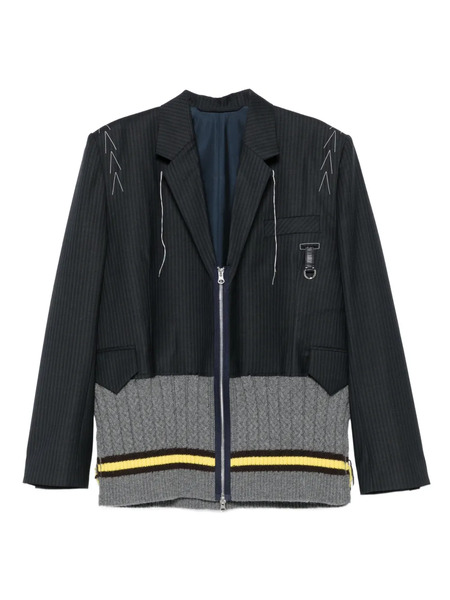  Sonia Carrasco Full-zip Panelled Wool Jacket - Grey 