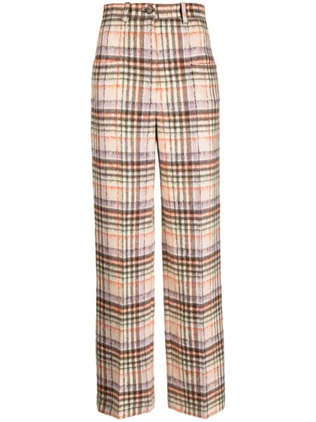  Sonia Rykiel Checked Felted Wool Straight-leg Trousers - Brown 
