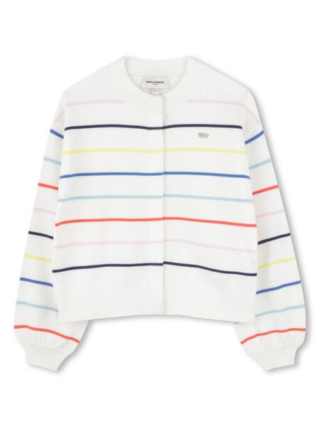 Sonia Rykiel Enfant Horizontal Stripe Cardigan - White 