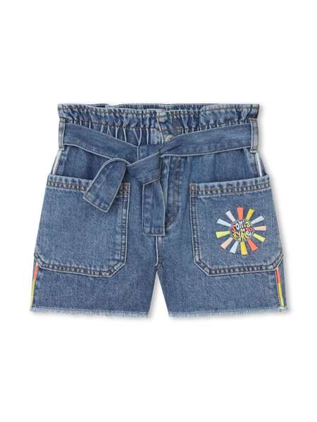  Sonia Rykiel Enfant Logo-embroidered Denim Shorts - Blue 