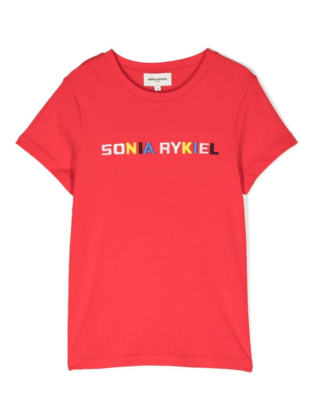  Sonia Rykiel Enfant Logo-print Cut-out T-shirt - Red 
