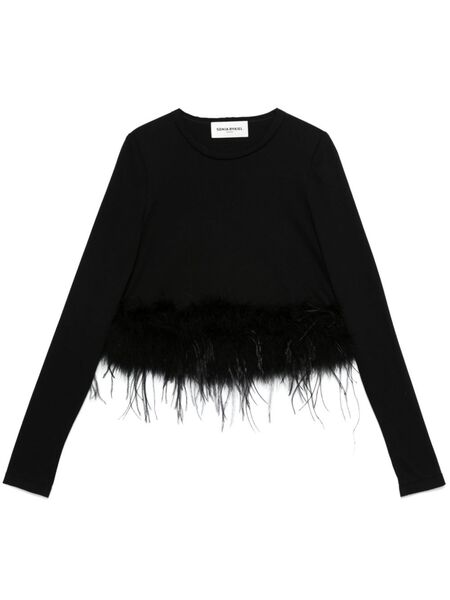  Sonia Rykiel Feather-trim Top - Black 