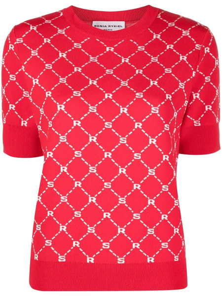  Sonia Rykiel Monogram-pattern Knitted Top - Red 