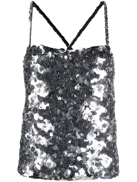  Sonia Rykiel Sequinned Square-neck Tank Top - Silver 