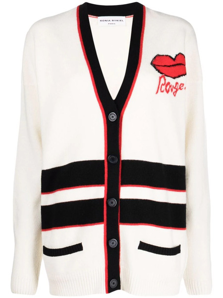  Sonia Rykiel Striped-trim Long Cardigan - Neutrals 