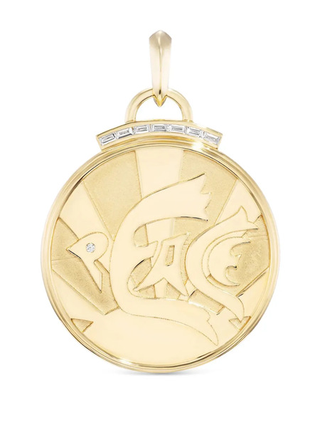  Sorellina 18k Yellow Gold Peace Coin Diamond Pendant 