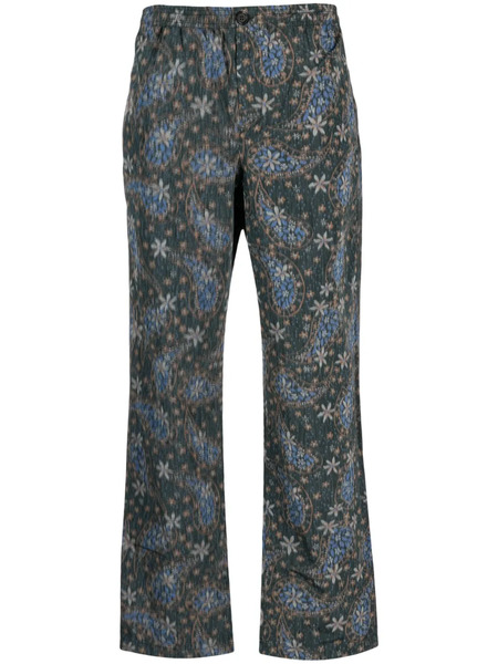  Soulland Floral-paisley Straight-leg Trousers - Green 