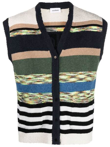  Soulland Slogan-print Knitted Vest - Blue 