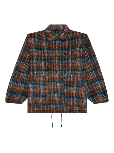  South2 West8 Plaid Logo-patch Jacket - Brown 