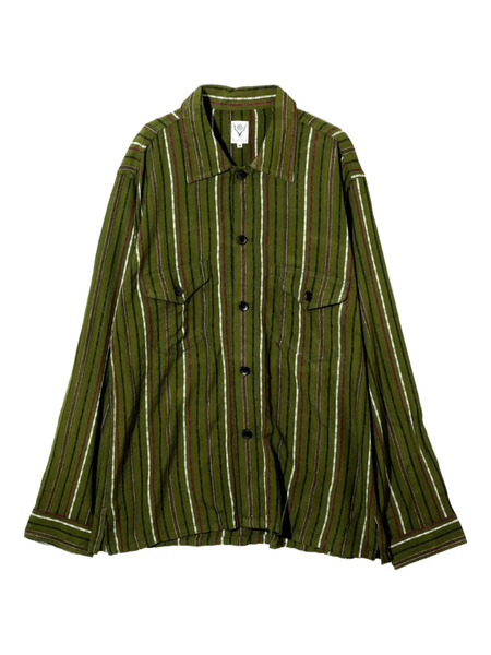  South2 West8 Striped Pocket Shirt - Green 