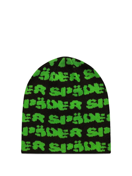  Sp5der Logo-intarsia Beanie Hat - Black 