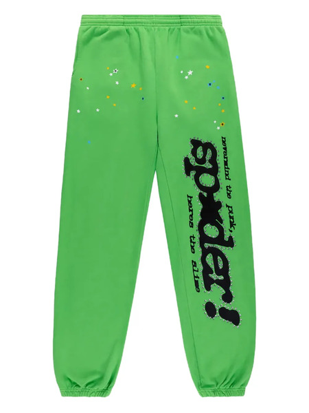  Sp5der Punk V2 Rhinestone Track Pants - Green 