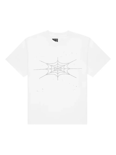  Sp5der Rhinestone Silk T-shirt - White 