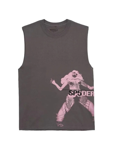  Sp5der X Young Thug Muscle Tank Top - Grey 