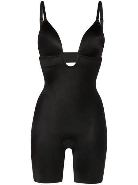 Spanx Suit Your Fancy Plunge Low-back Mid-thigh Bodysuit - Black 