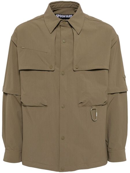  Spoonyard Detachable-sleeve Shirt - Brown 