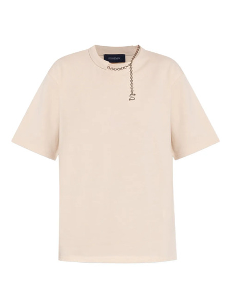  Sportmax Chain-embellished Cotton T-shirt - Neutrals 
