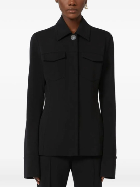  Sportmax Flap-pockets Crepe Shirt Jacket - Black 