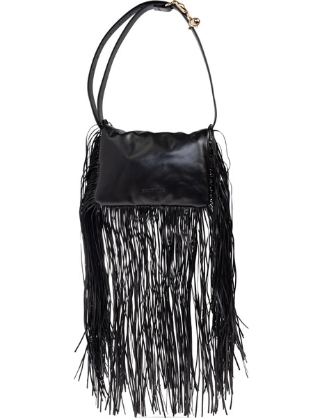  Sportmax Fringed Leather Shoulder Bag - Black 