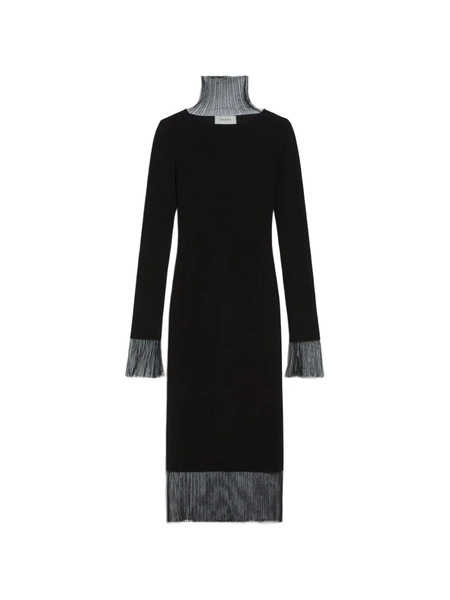  Sportmax Fringed Roll-neck Midi Dress - Black 