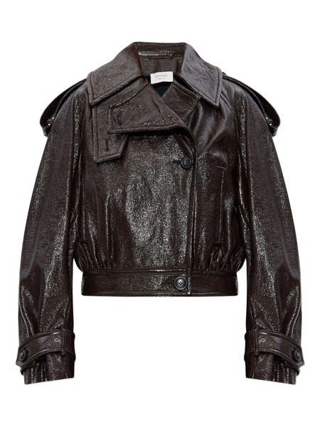  Sportmax Leather-effect Cuffed-sleeves Cropped Jacket - Brown 