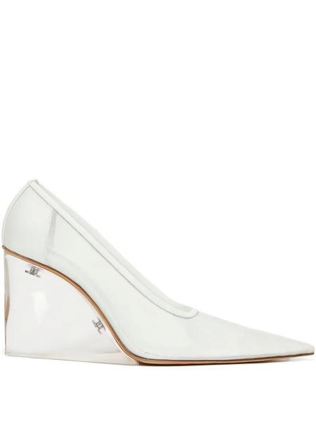  Sportmax 90mm Leather Wedge Platforms - White 
