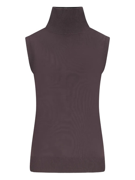  Sportmax Vertigo Turtleneck Sleeveless Top - Brown 