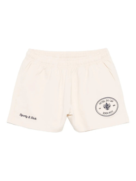  Sporty & Rich Embroidered-logo Shorts - Neutrals 