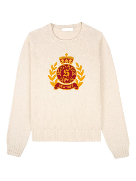  Sporty & Rich Embroidered Wool Sweater - Neutrals 