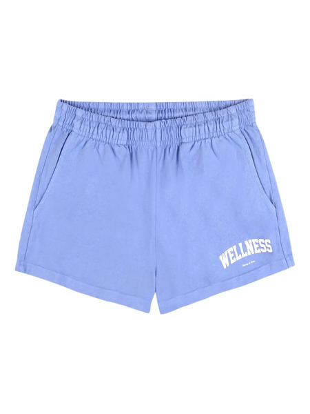  Sporty & Rich Lettering-print Logo Shorts - Blue 