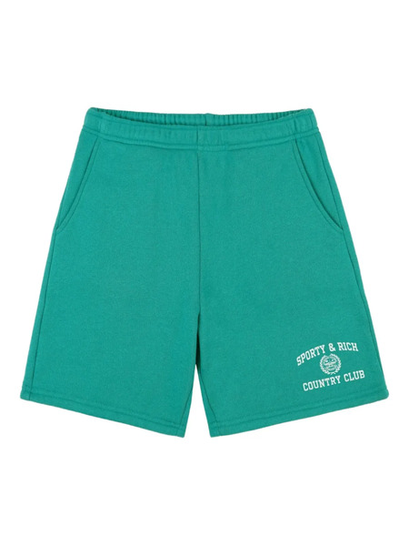  Sporty & Rich Logo-embroidered Fleece Shorts - Green 