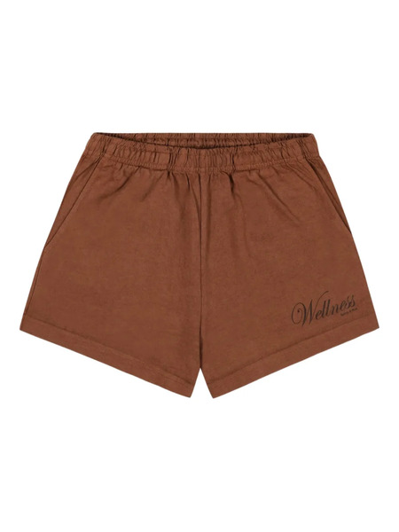  Sporty & Rich Soho Disco Elasticated Waist Shorts - Brown 
