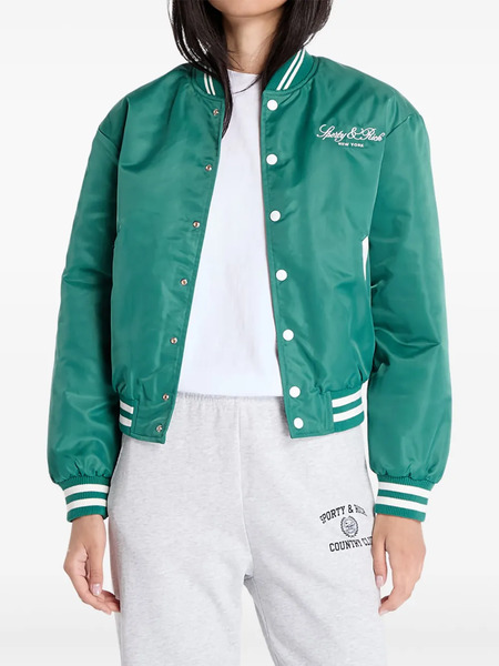  Sporty & Rich Striped Buttoned Varsity Jacket - Green 