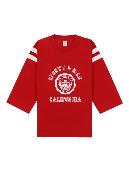  Sporty & Rich Striped Graphic Top - Red 