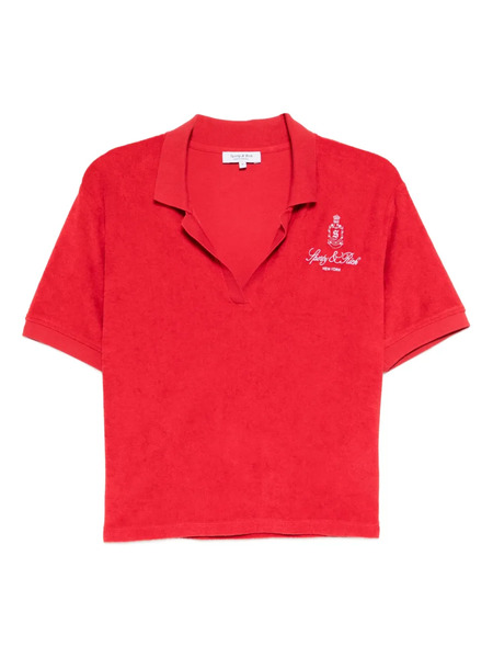  Sporty & Rich Vendome Terry Polo Top - Red 