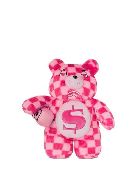  Sprayground Check Money Bear Plush Backpack - Pink 