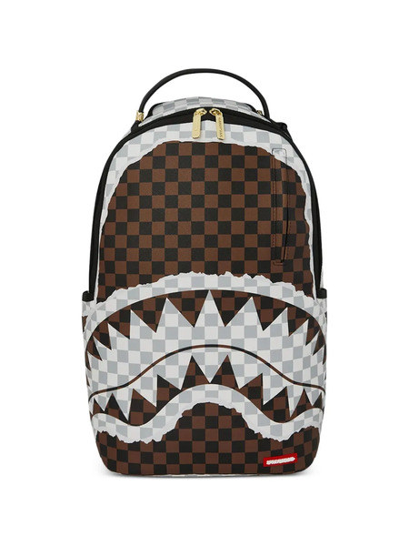  Sprayground Checked Shark-motif Backpack - Brown 