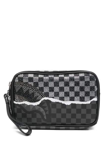  Sprayground Checkerboard-pattern Wash Bag - Black 