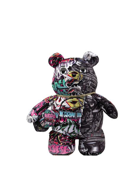  Sprayground Graffiti-print Bear-shape Backpack - Black 