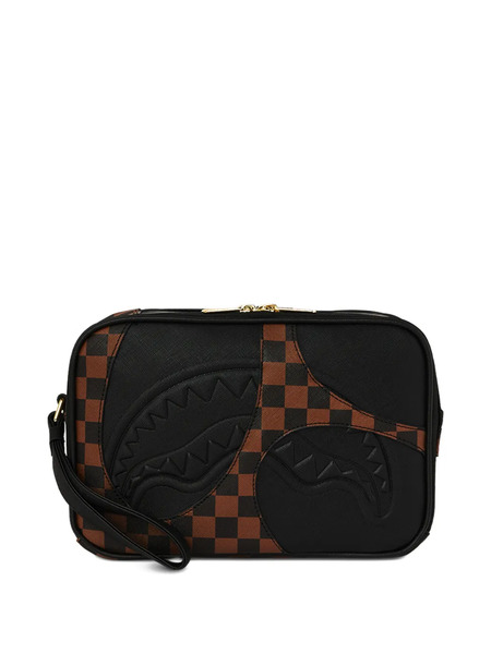  Sprayground Jetstream Shark-embossed Checkerboard Wash Bag - Black 