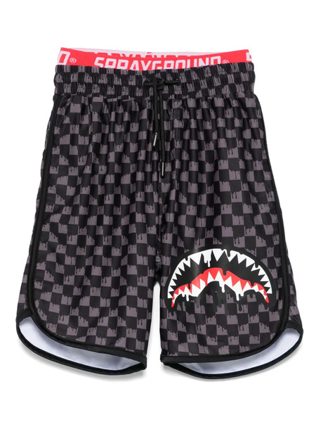  Sprayground Kid Drip Checkered Swim Shorts - Grey 
