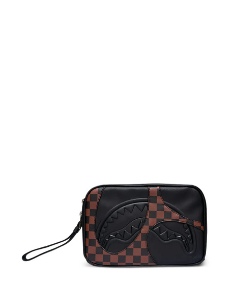  Sprayground Logo-embossed Checkered-pattern Wash Bag - Black 