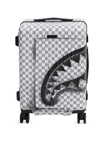  Sprayground Storm Fade Checkerboard Shark Luggage - White 